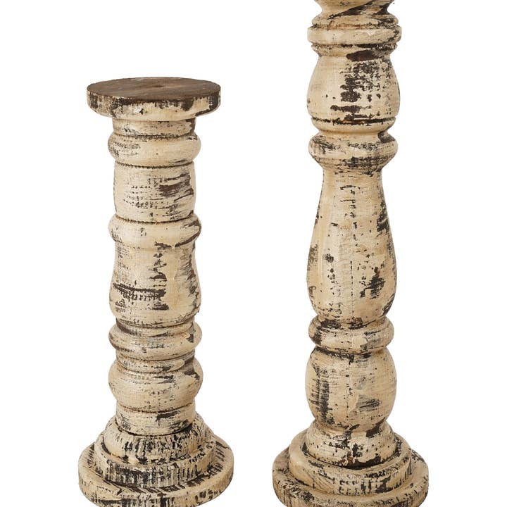 My Amigos Imports - Wholesale Candle Holder - Dupree Candle Holder Set 2-Wooden Farmhouse-Two Colors