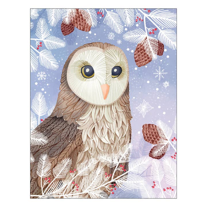Barn Owl Holiday Card for wholesale by Studio Eleven Papers