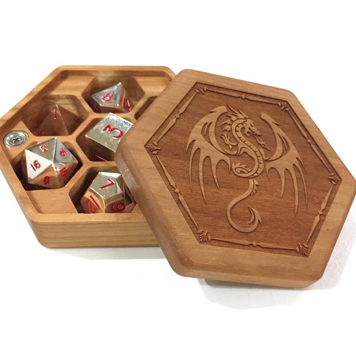 Elderwood Academy - Wholesale Dice - Hex Chest - Lacewood