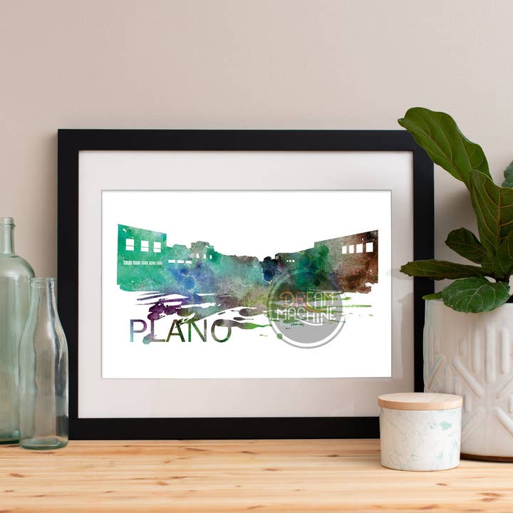Plano Watercolor Skyline, Plano Skyline, Plano Art, Plano Poster, Plano Print, Plano Art, Plano Map, Plano Wall Art, Texas Art WCS123 for wholesale by DreamMachine Prints