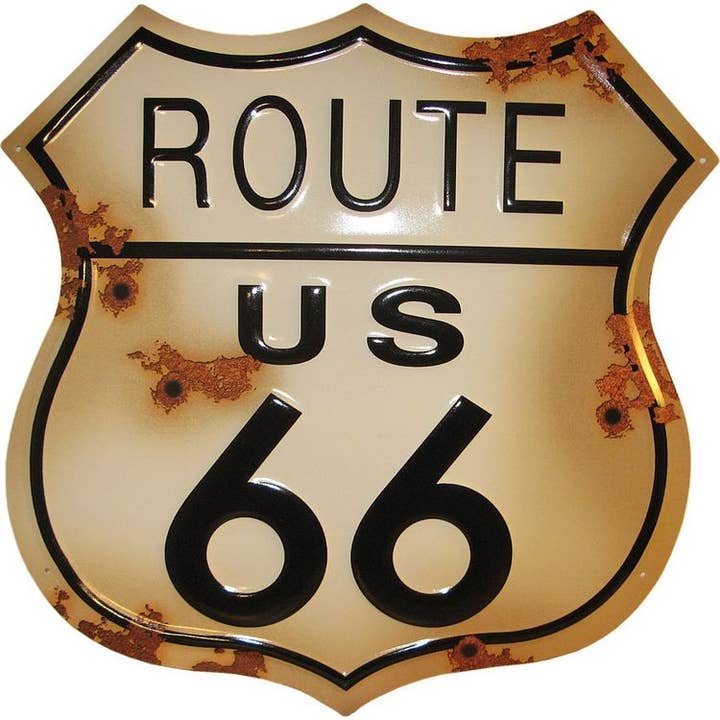 Route 66 24 inch Shield Die Cut Sign for wholesale by Signs 4 Fun