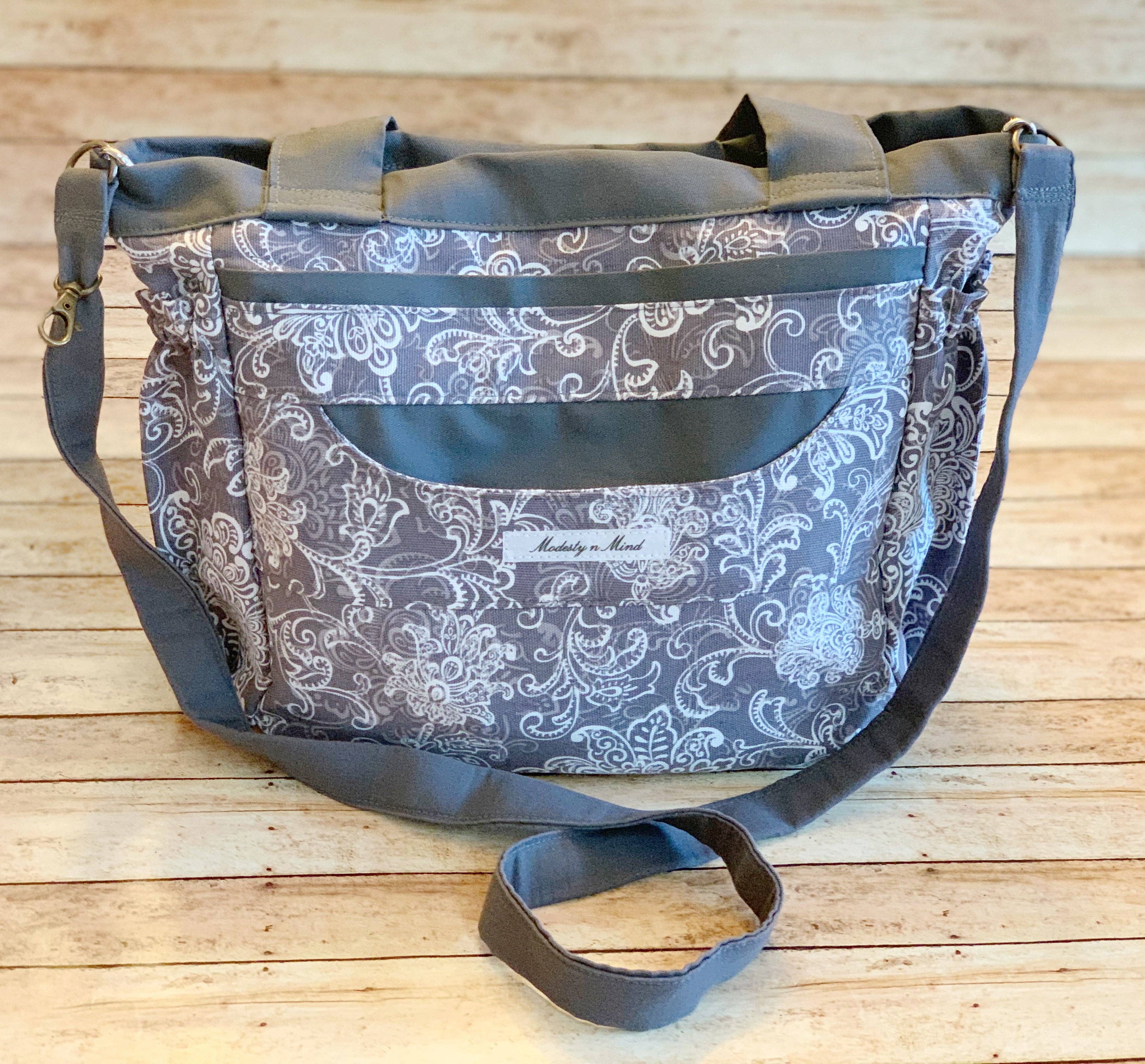 Modesty n Mind - Wholesale Tote Bag - Women's - Gray & White Mini Everything Tote9