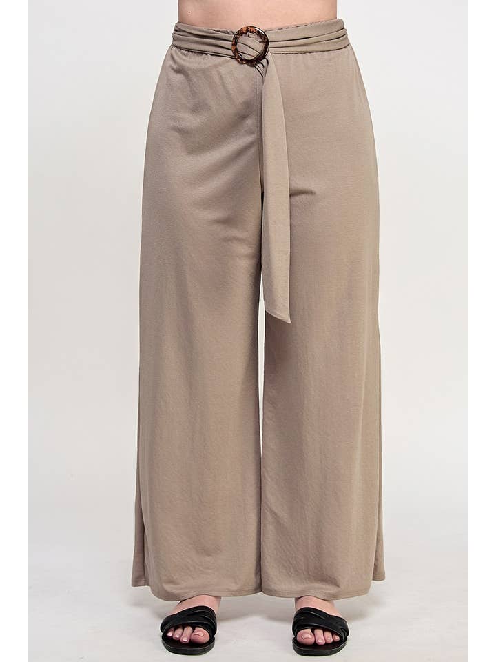 Haute Fox Plus Size & Contemporary – Calças - Mulher por atacado – Calças Largas de Cintura Alta Plus Size com Cinto KY18112-P3