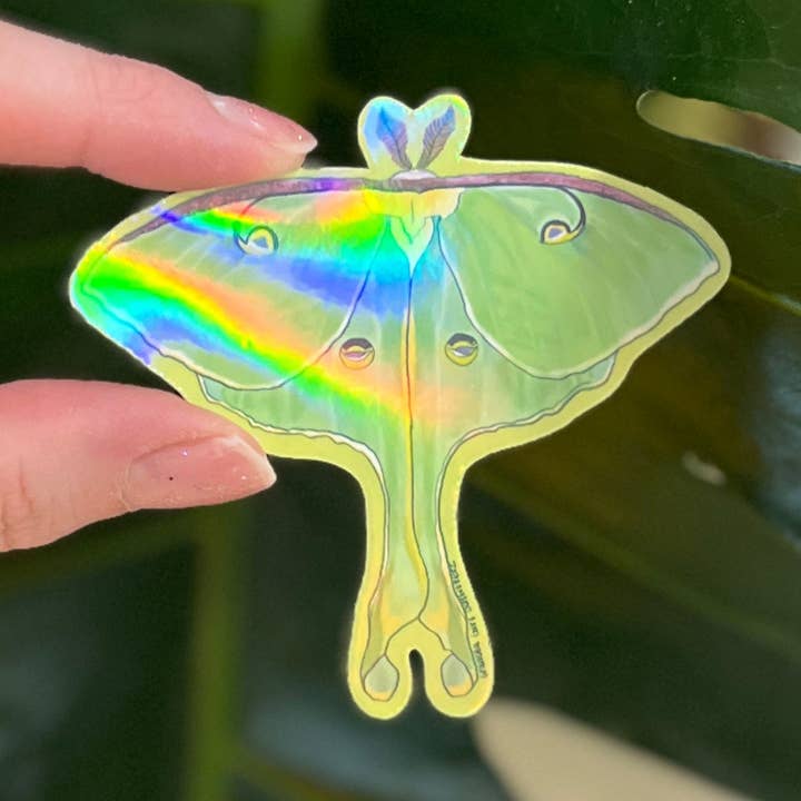 Granola Girl Outfitters - Wholesale Sticker - Holographic Luna Moth Sticker - Light-weight / Indoor: πΏπ0