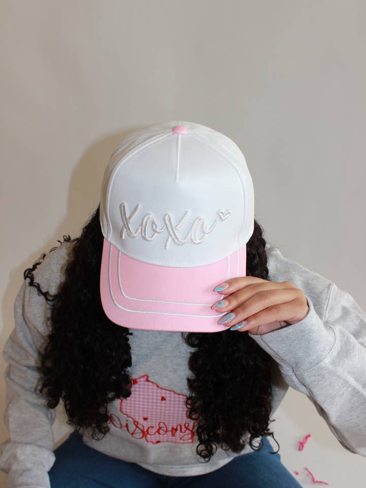 XOXO Puff Embroidered Trucker Hat for wholesale by 920 Threads