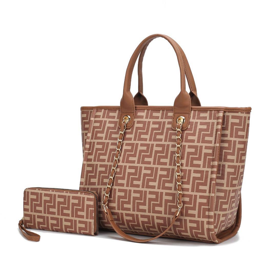 MKF Collection - Venta al por mayor Bolsa de asa- Mujer - Bolso de mano Marlene de piel vegana para mujer con cartera de Mia K10