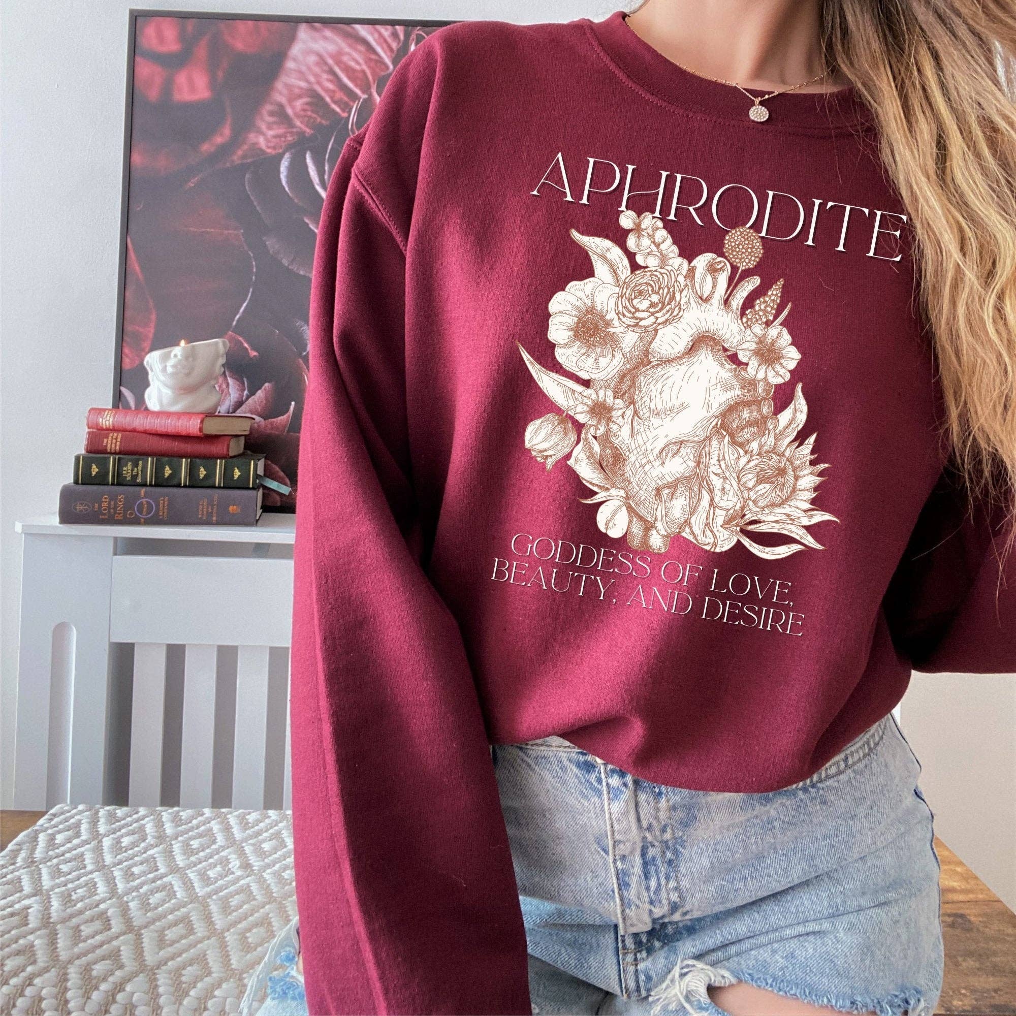 AFAdesignsCo – wholesale Graphic sweatshirt – Women’s – Aphrodite Goddess of love Shirt, Ladies Unisex Crewneck Shirt, Greek Goddess Shirt, Cute Tshirt, Gift, Funny T-shirt2