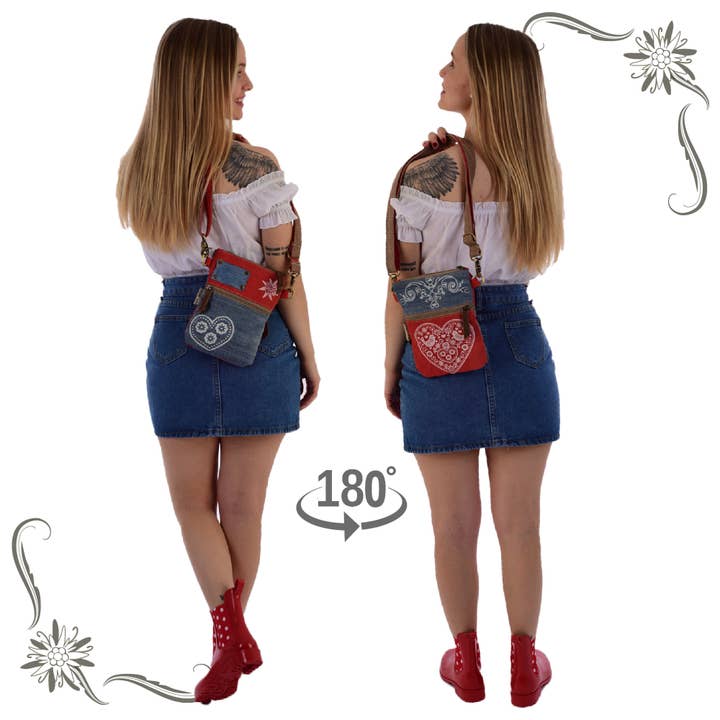 Sunsa - Vente Sac à bandoulière – femme - Sac à bandoulière Domelo. Sac traditionnel avec motif de cœur1