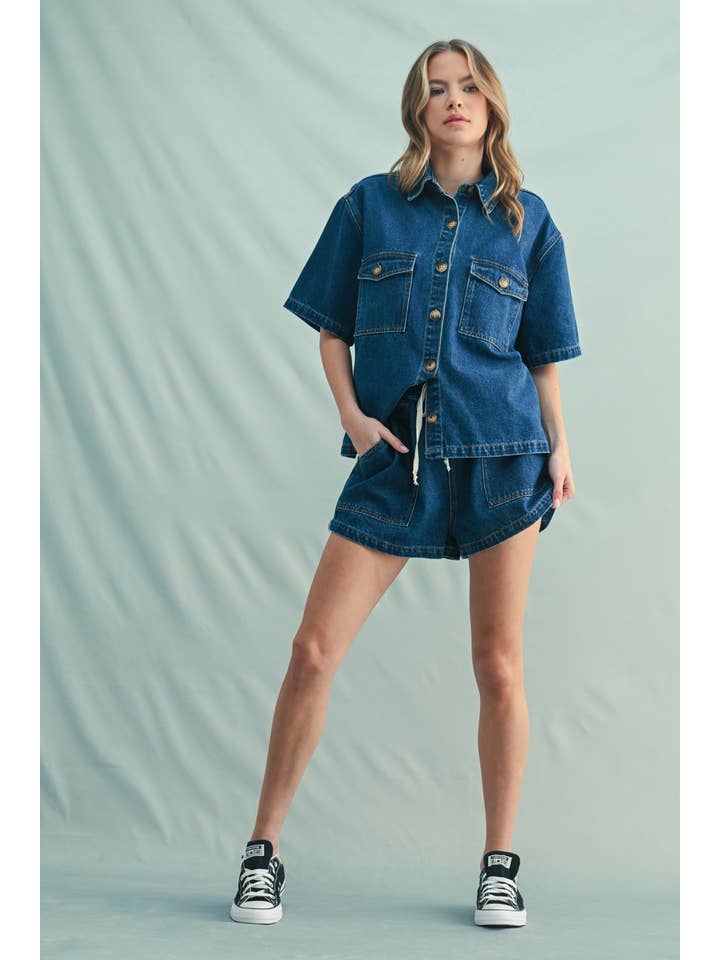Wishlist Apparel - Vente Chemise – femme - CHEMISE EN JEAN À BOUTONS / WL25-11256T1