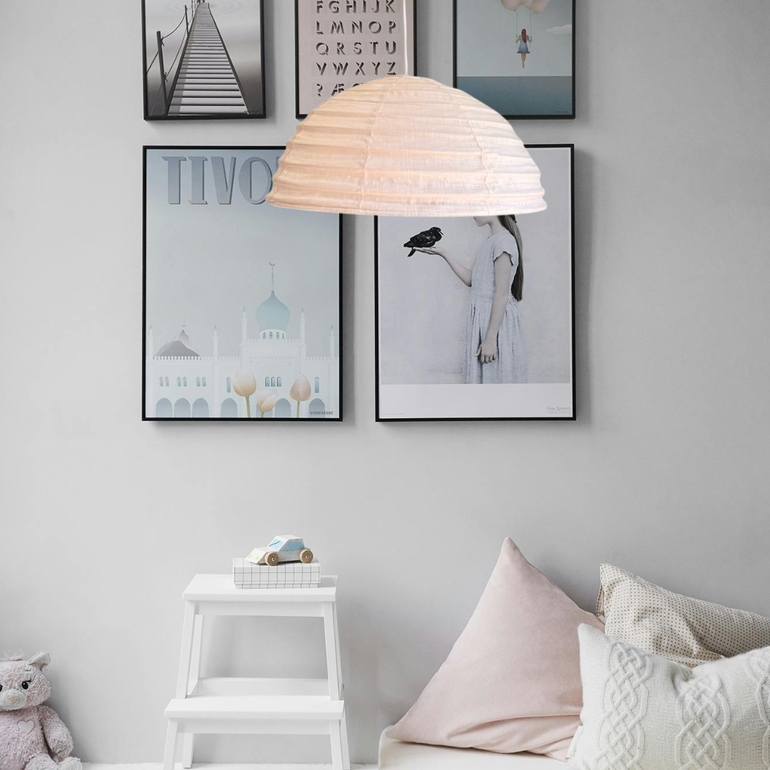 Little Nordic Sol - Wholesale Lantern - Linen Light Shade Lumi Dome Blush Pink  60cm4