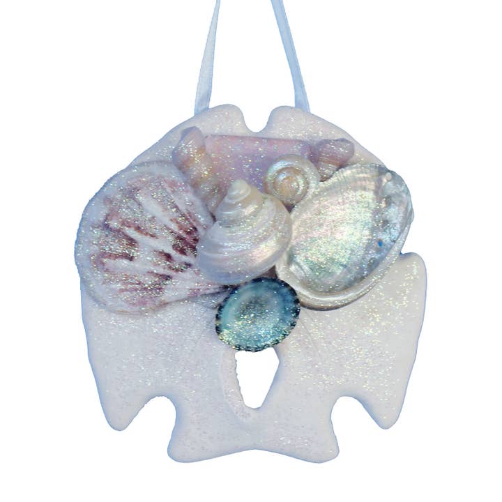 California Seashell Company - Wholesale Ornament - Sea Glass San Dollar Collage Ornament4