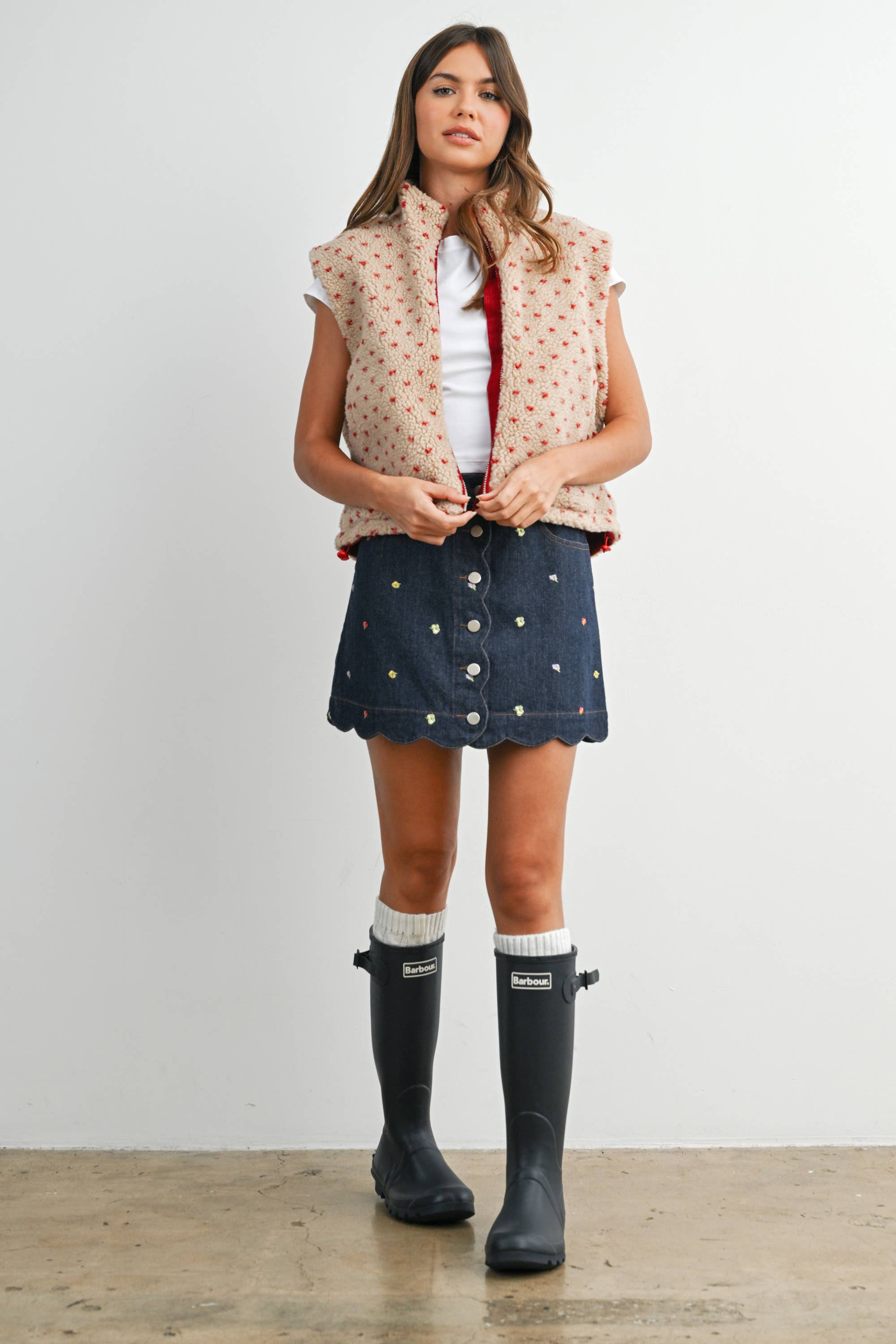 BUTTERMELON - Wholesale Jacket - Women's - Floral Fleece Sleeveless Vest - BMJ784943