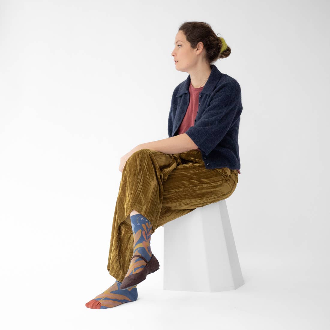 Bonne Maison - Wholesale Socks - Unisex - Denim Plant Sock2