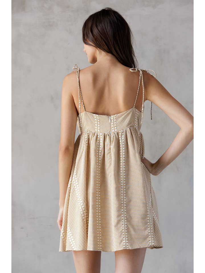 STORIA - Wholesale Dress - Women's - JD5382-9 GINGHAM MINI DRESS