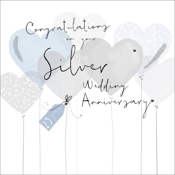 Félicitations pour votre anniversaire de mariage en argent, fait main pour la vente par The Handcrafted Card Company