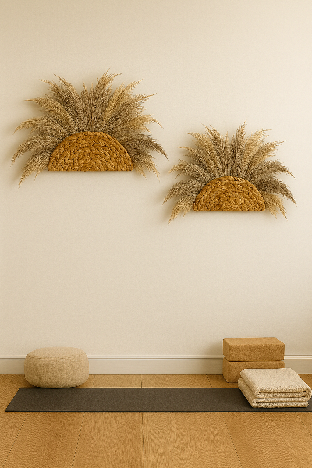 Atelier HM Design – wholesale Wall Accent – Rattan wall decoration with dried pampas3