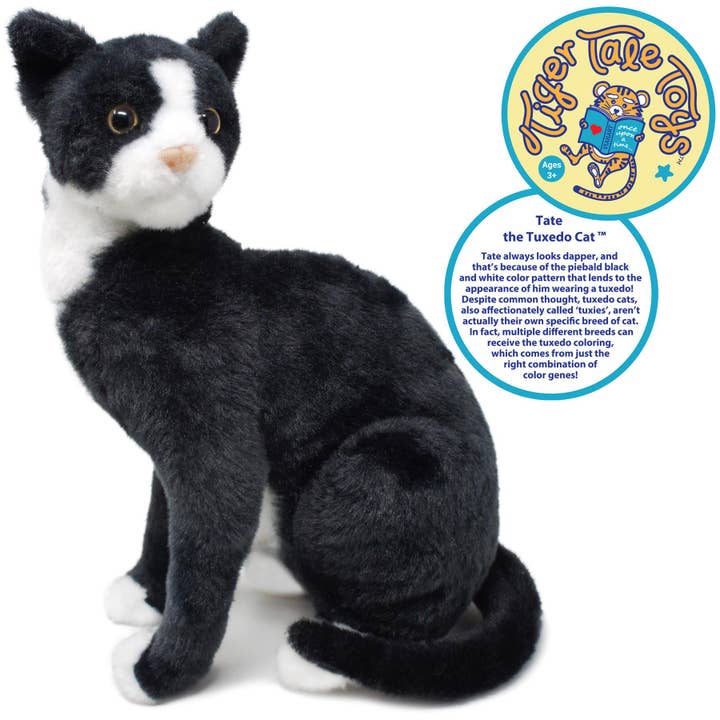 VIAHART Toy Co. - Wholesale Stuffed/Plush Toy - Kids & Baby - Tate The Tuxedo Cat | 14 Inch Stuffed Animal Plush