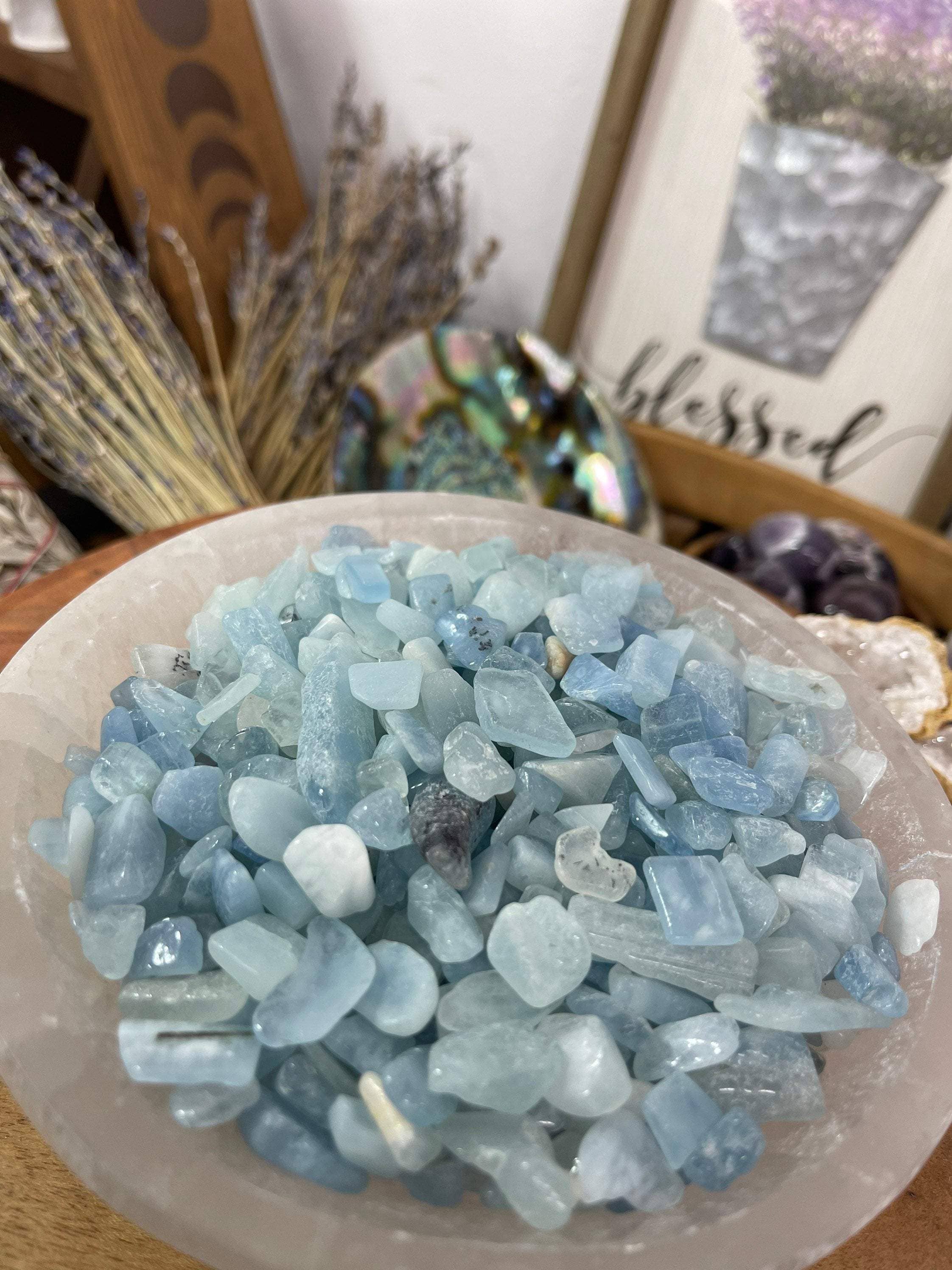 CaNatureLover - Vente Pierre et cristal de spiritualité - Pierres roulées naturelles d’aigue-marine et éclats de cristaux7