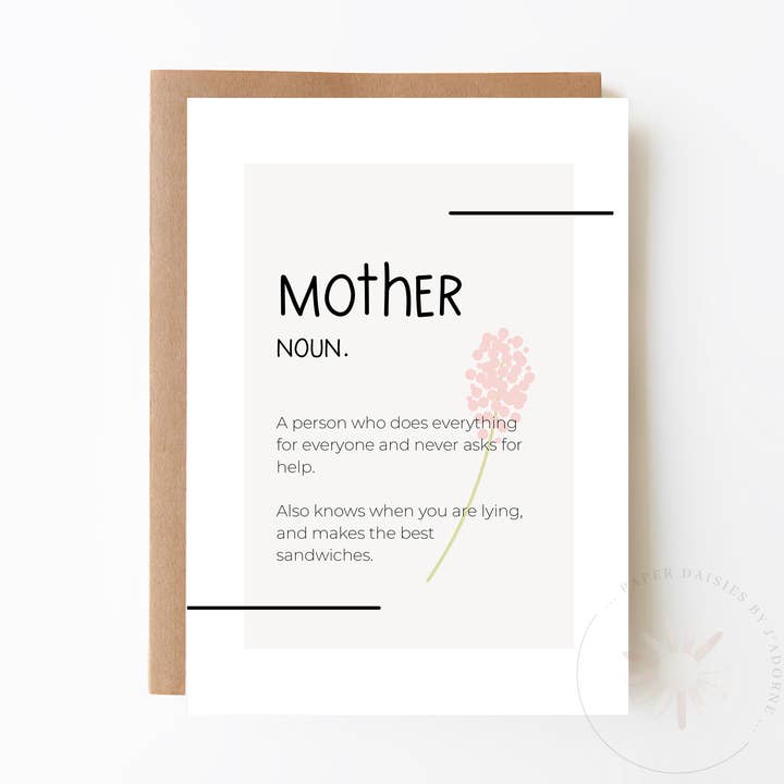 Mor - Navneord kort for engroshandel hos Paper Daisies by j'adorne