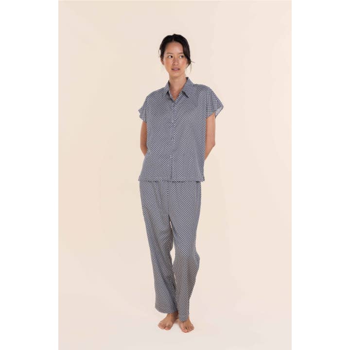 Cotton Pyjama Long Summer Set - Marlie Diamond Navy and other Purchase Wholesale smocked pyjamas. Free Returns & Net 60 Terms on Faire trending on Faire.