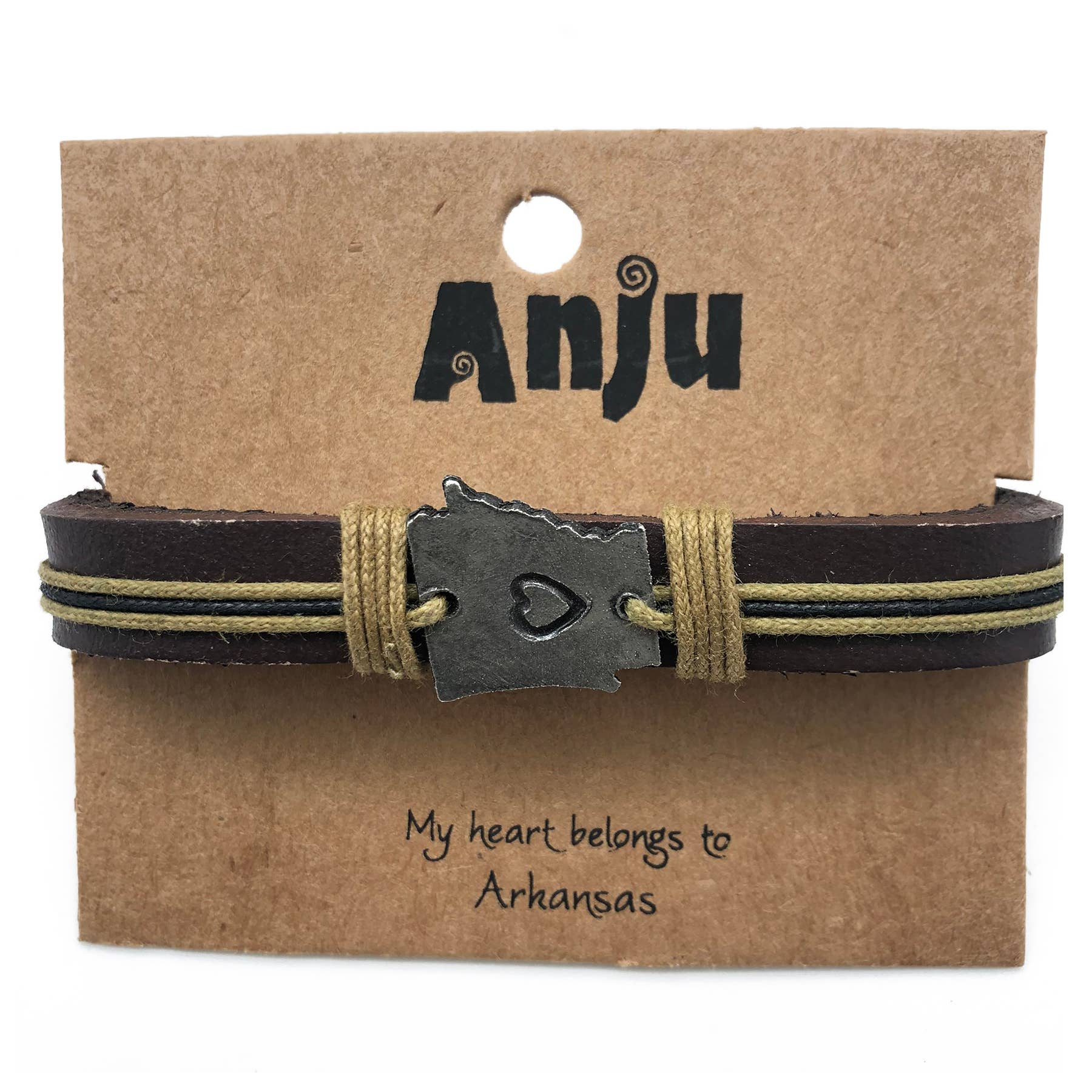 Anju Jewelry – Großhandel Armband mit Charms/Anhängern – Home State Schmuck - Zinn Lederarmband2