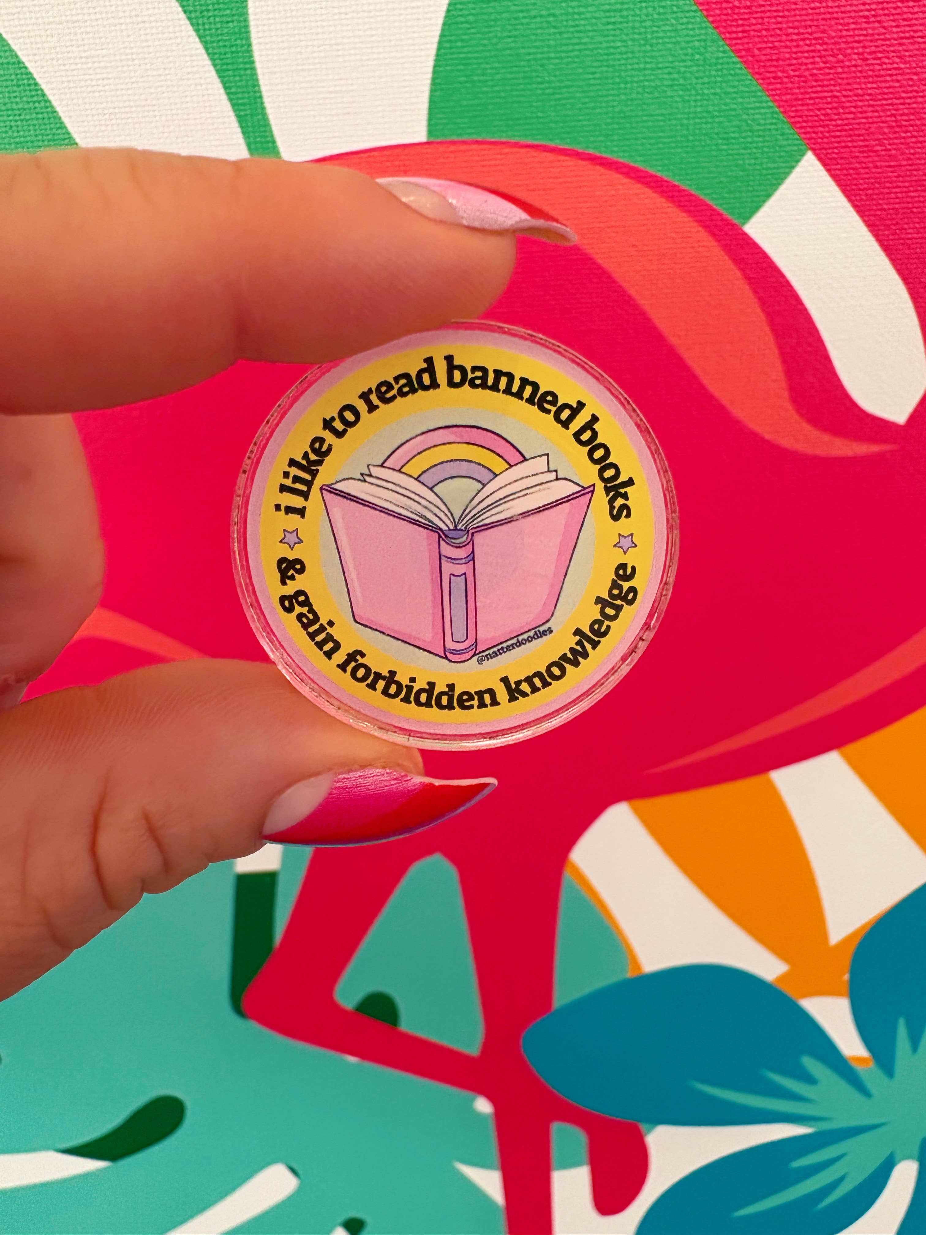 NatterDoodle - Wholesale Lapel Pin/Button - Read Banned Books Gain Forbidden Knowledge Reader Read Pin1