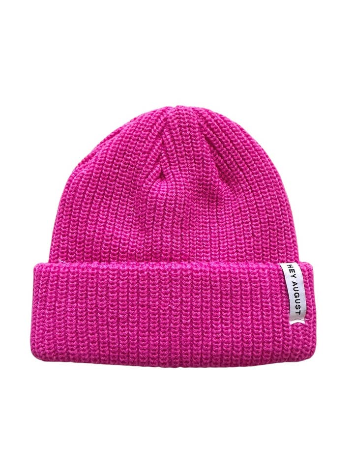 Thick Knit beanie in Roller Pink for wholesale by HEY AUGUST CO