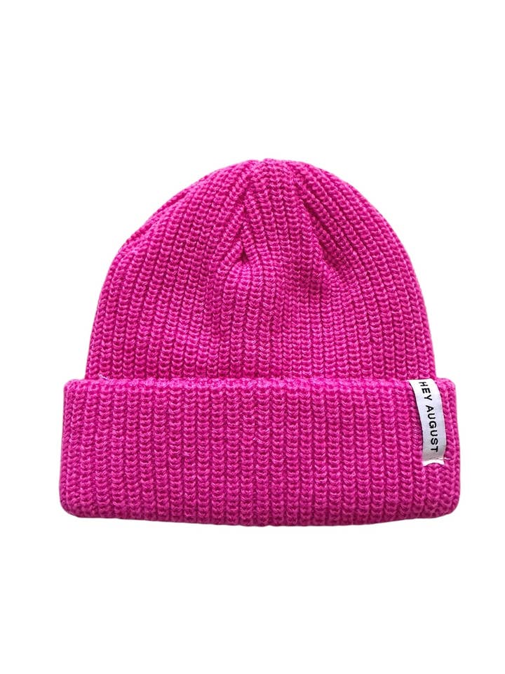 Thick Knit beanie in Roller Pink for wholesale by HEY AUGUST CO