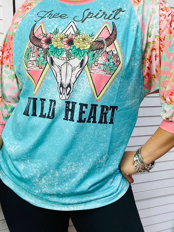 XCH15000 Free Spirit WILD HEART bull printed women top for wholesale by luluclothes