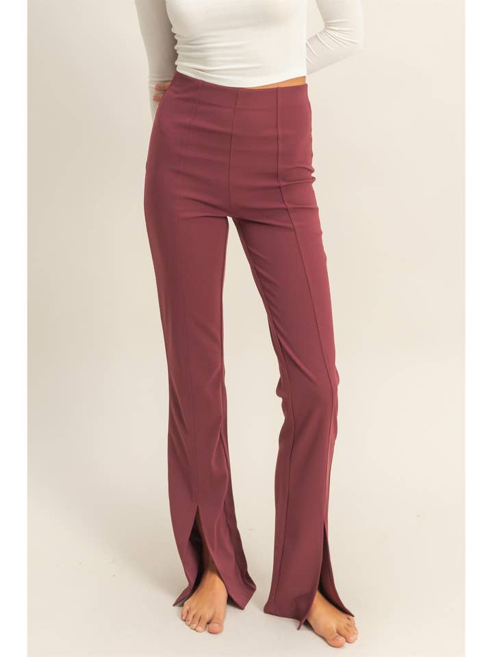 Calças de Cintura Alta com Pregas e Boca de Sino por atacado de HYFVE