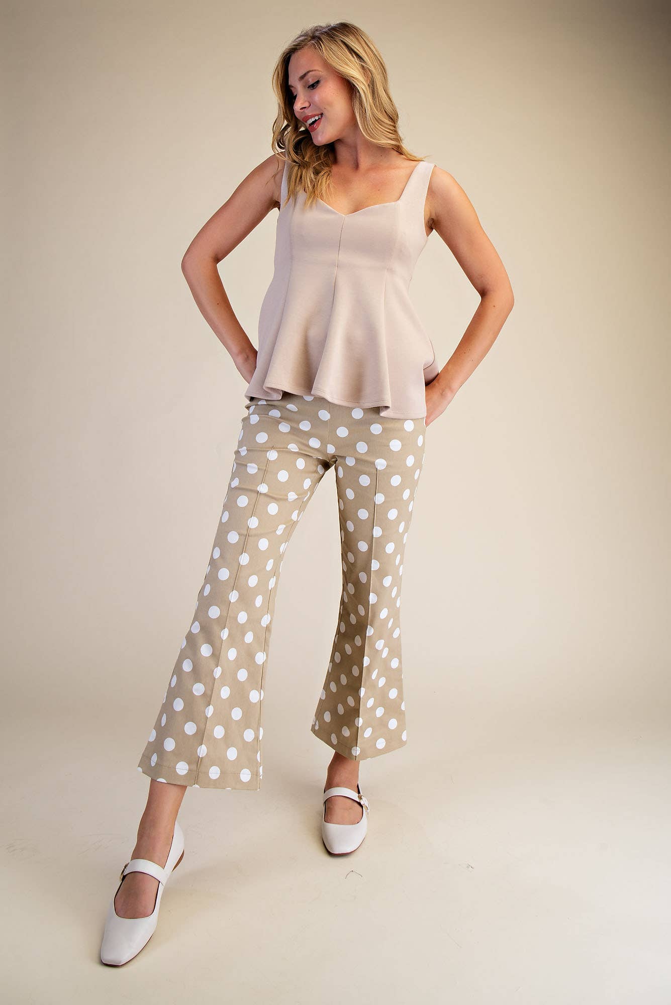 Glam - Wholesale Pants - Women's - Flare Crop Dot Pants17