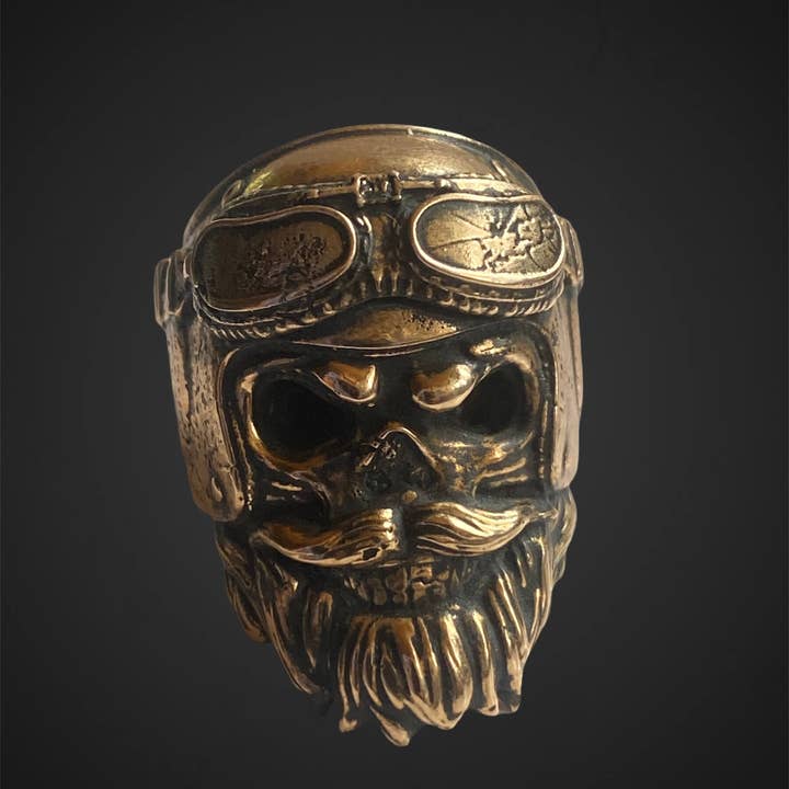 Hi Octane | SilverBotanica – wholesale Cocktail/statement ring – Bearded Biker Skull Ring9