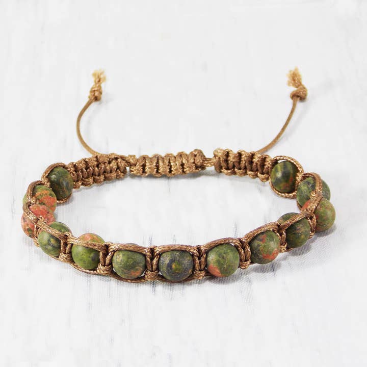 Regalo per la festa del papà per uomo bracciale per lui gioielli bracciale unisex bracciale unakite bracciale con pietre preziose gioielli unakite bracciale shamballa uomo per la vendita all'ingrosso da parte di Ninolia