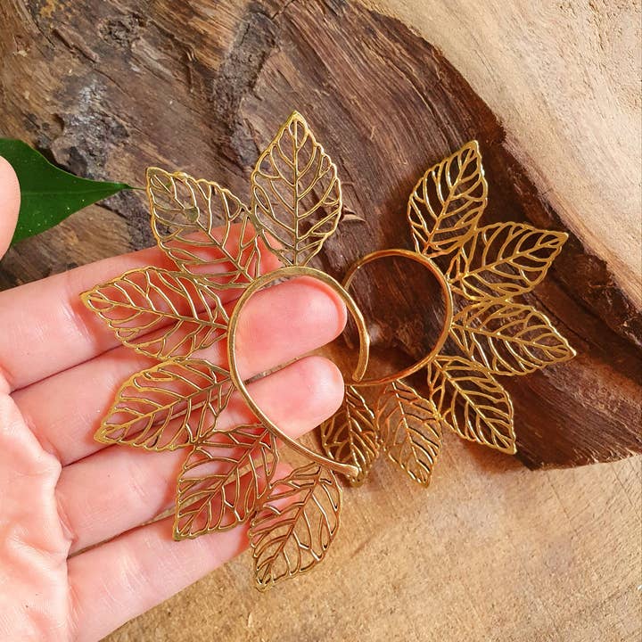Kaali Boutique – wholesale Cuff/wrap earrings – Ear Cuff Brass Leaf design / Tribal / Boho / Costume / Fancy Dress / Cosplay / Festival Jewellery / Indian /4