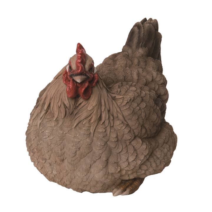 CLOSEOUT Resin 10.2" Brown Spring Sitting Hen Decor for wholesale by Transpac