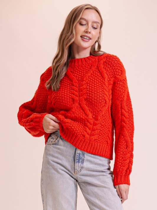 Vibrant Chunky Cable-knit Sweater for wholesale by Lemon Tree