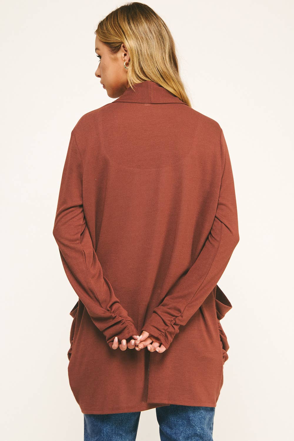 Winslow Collection - Wholesale Cardigan - Women's - SOFT WRAP SHIRRED SIDE OPEN CARDIGAN7