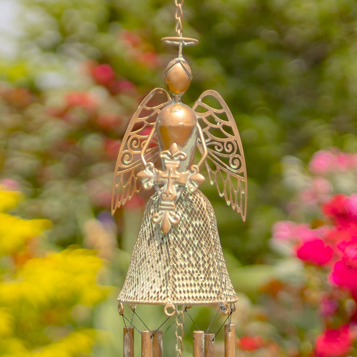 Zaer Ltd. International - Wholesale Wind Chime - 3 Assorted Hanging Angel Wind Chimes in Copper2