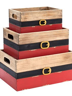 Boxes, Santa Belt Planters , Set of 3 Item # 52412 for wholesale by Napco