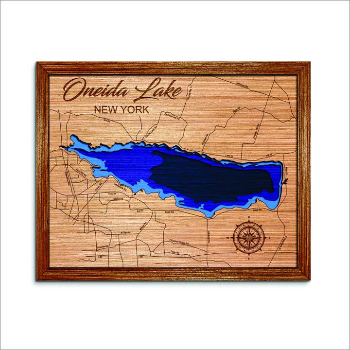 Mappa della Profondità del Lago Oneida - Decorazione Murale Unica per la Casa per la vendita all'ingrosso da parte di Premier Gifts and More