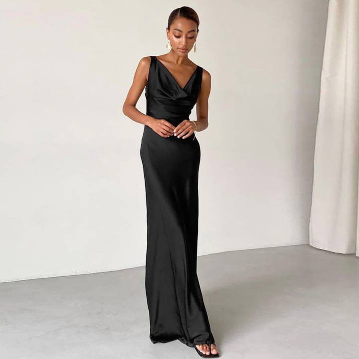 Silk Summer Dress Chic Sexy Timeless Black for wholesale by Marayn