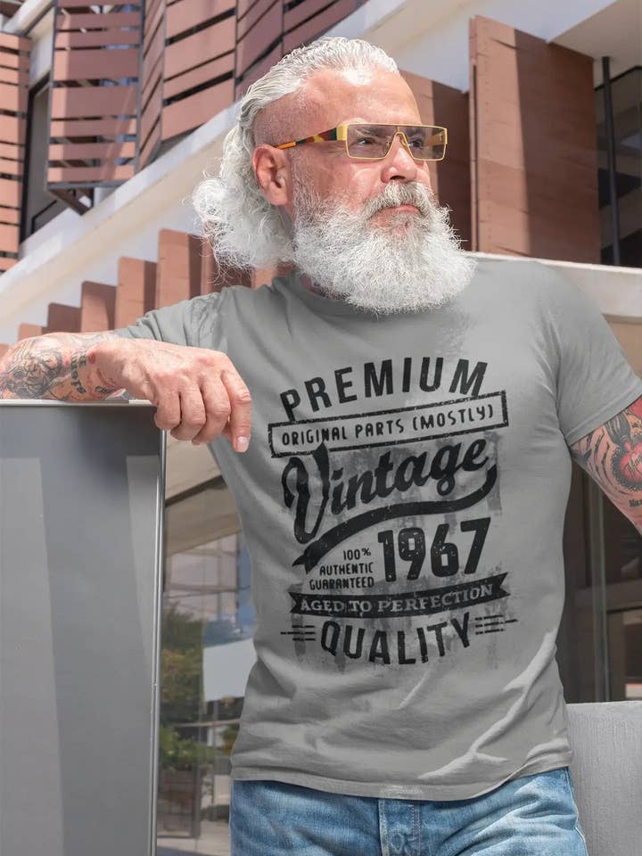 ULTRABASIC - Graphic Men's 1967 Aged to Perfection Birthday Gift T-Shirt for wholesale by ULTRABASIC