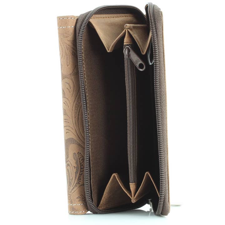 Leather Impressions Inc - Vendita all'ingrosso Pochette - Donna - Pochette da donna American Bison con bottoni floreali2