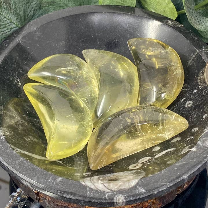 Lemon Quartz Moons 5-6pc Bag- 1 Bag for wholesale by The Crystal Tabby