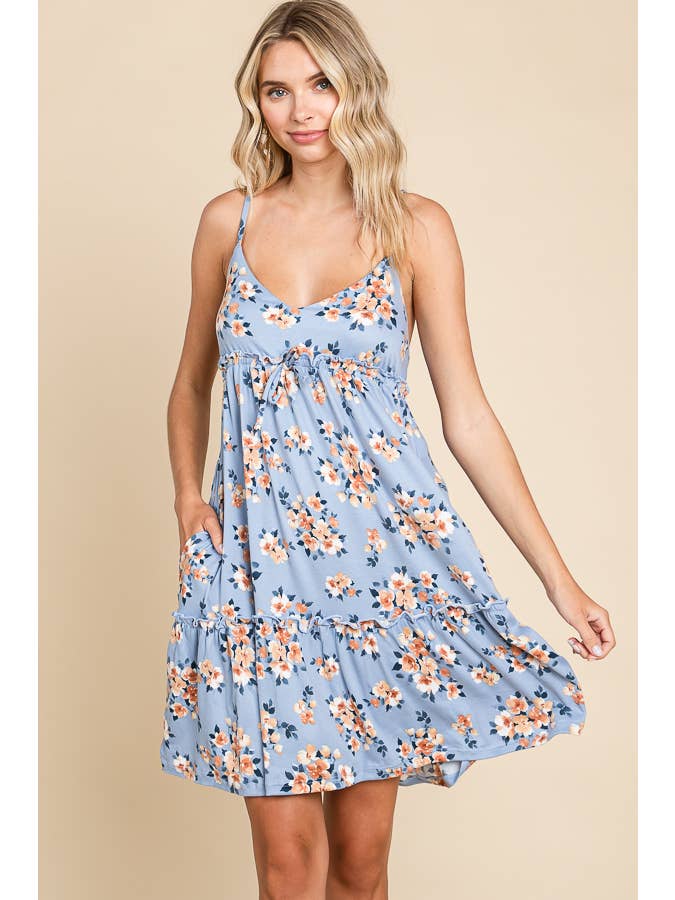 Culture Code - Wholesale Dress - Women's - CJD1436AP -CAMI FRILL RUCHING DRESS