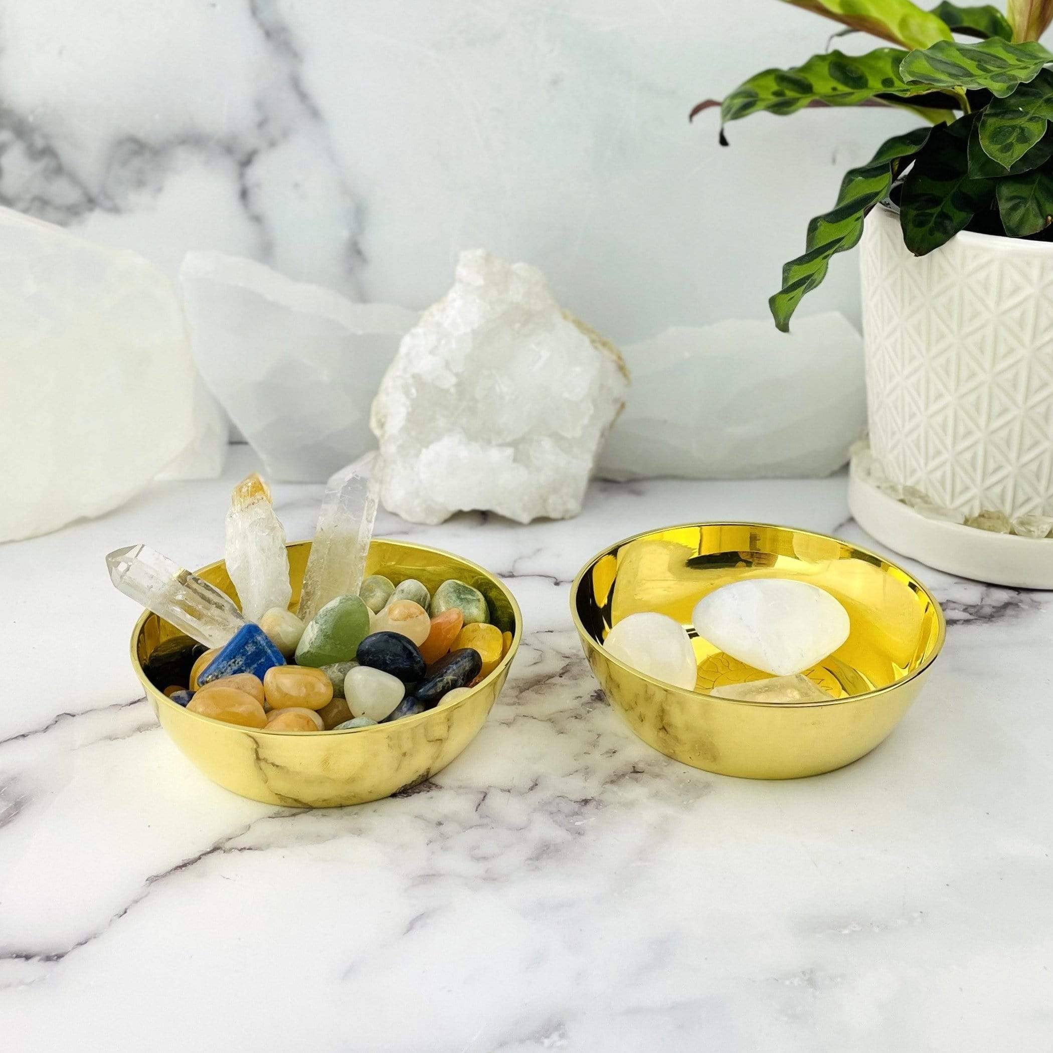 Rock Paradise – wholesale Decorative plate/dish/bowl – Brass Offering Bowls - Engraved - Crystals or Sun and Moon -4