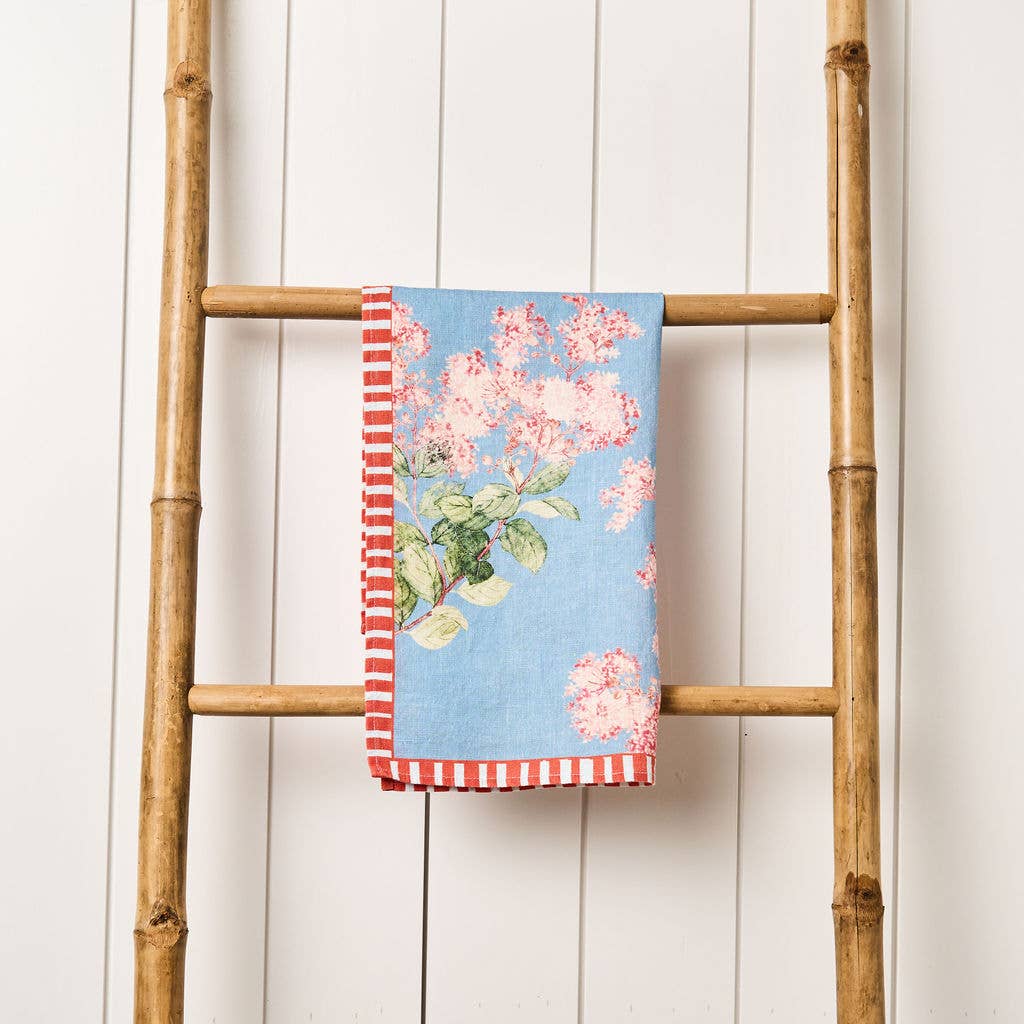 Tam Tam Paper & Cloth – Toalha de chá por atacado – Pano de Cozinha - Linho Puro - Hortênsia Índigo - Têxtil de Cozinha Vibrante