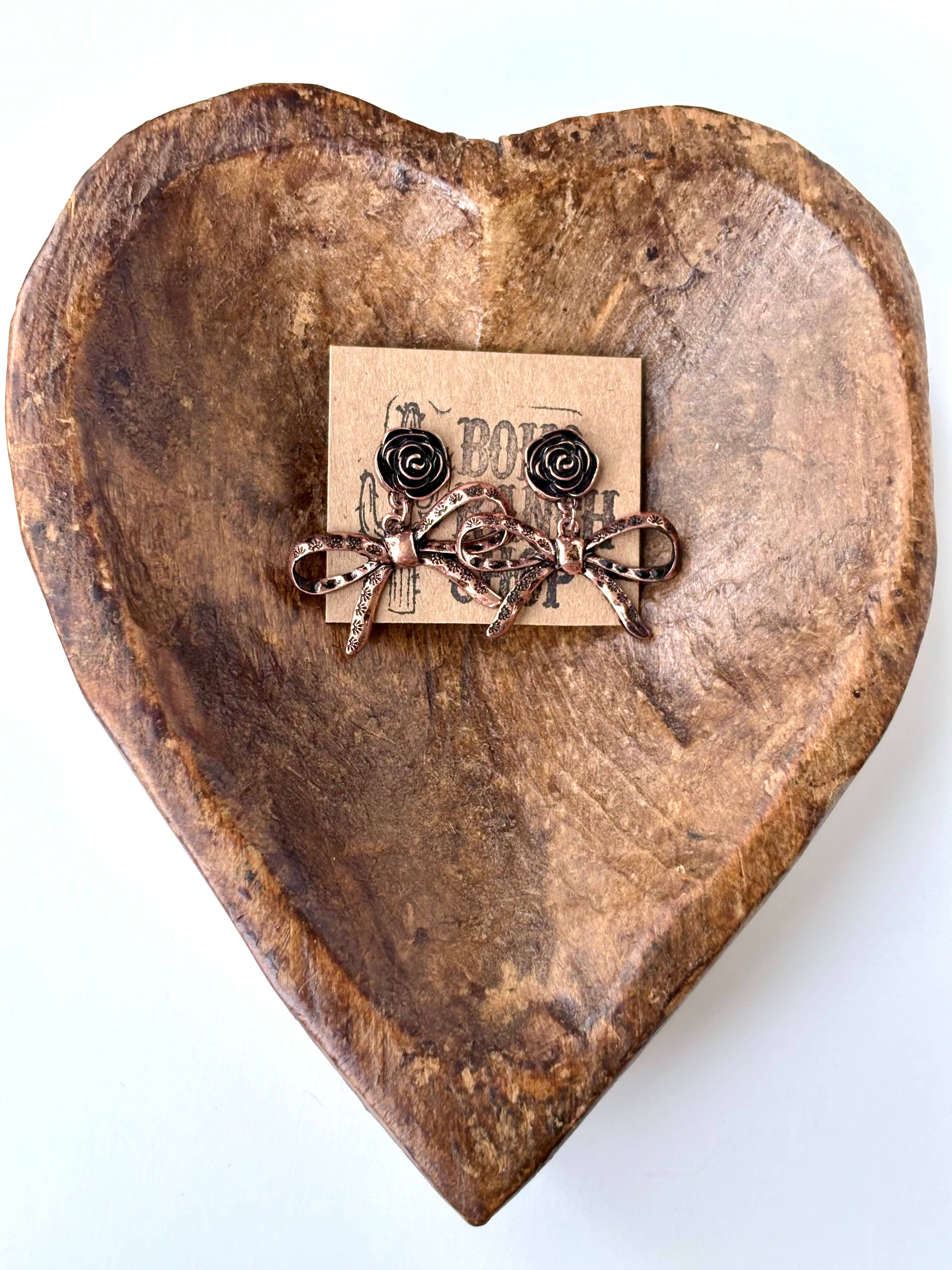 Boho Ranch Shop - Wholesale Stud/Post Earrings - Western Flower & Coquette Bow Post Drop Earrings4