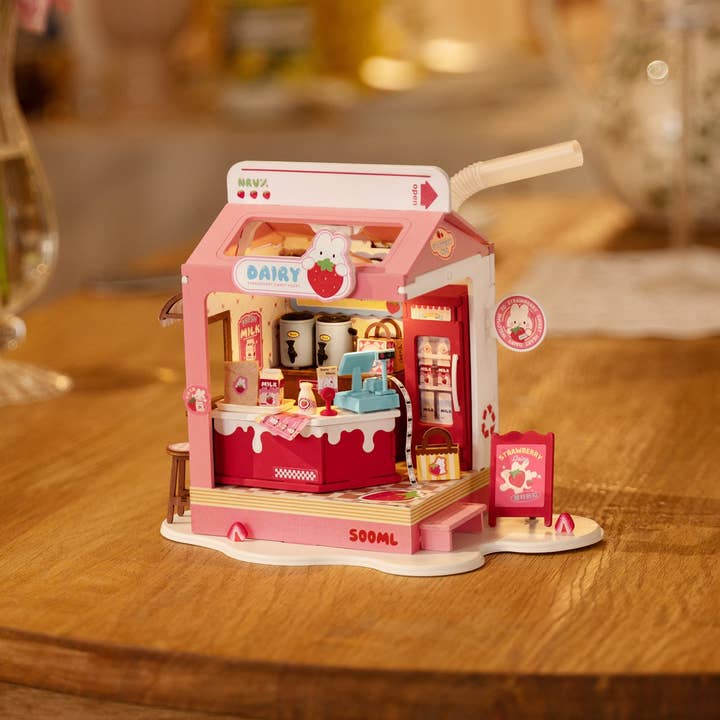 Robotime - Wholesale DIY Craft Kit - Kids - DS034 Strawberry Milk Box ROBOTIM Rolife DIY Miniature House
