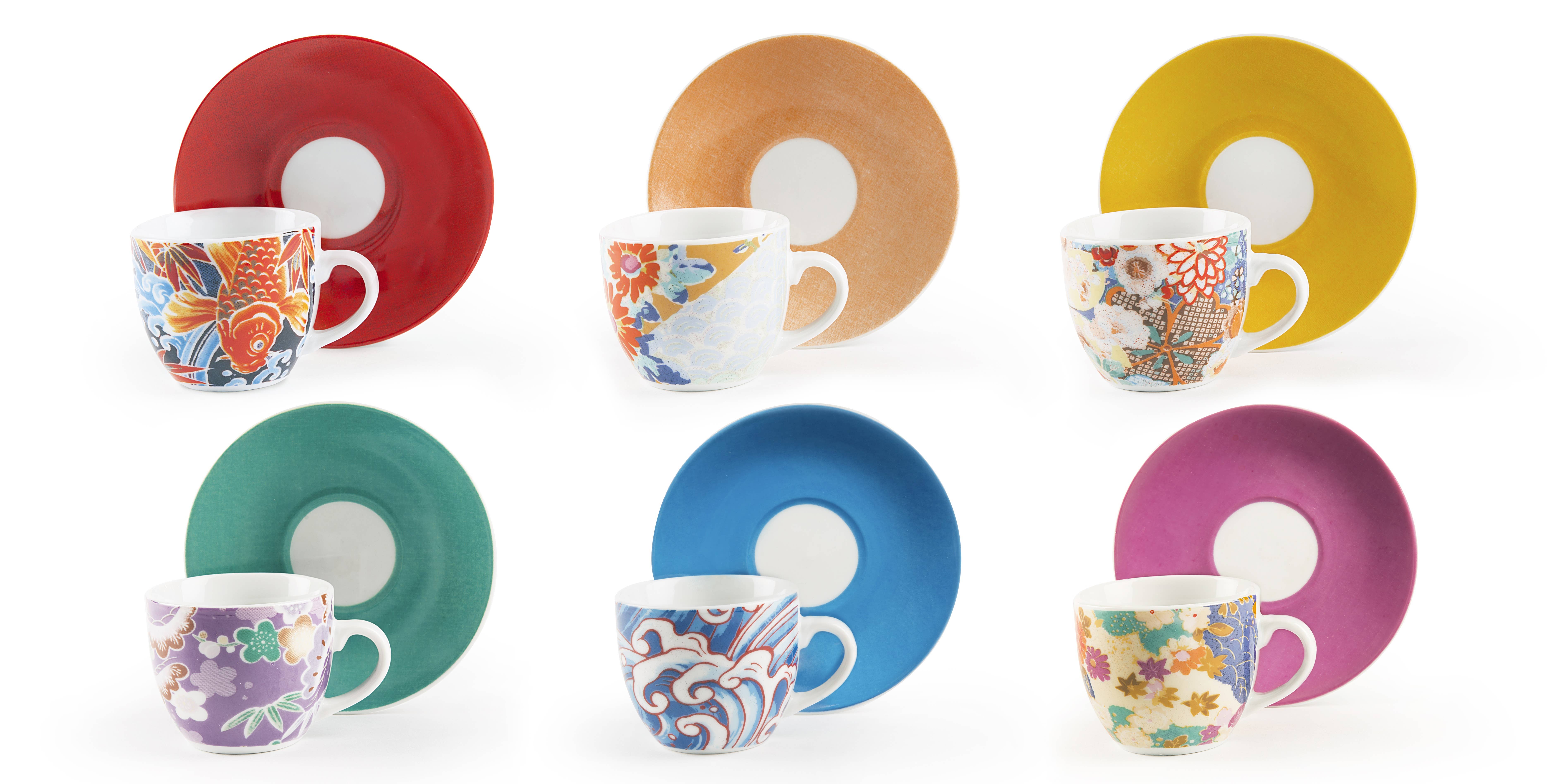 multicolour Set of 6 Kimono Coffee Cups for wholesale on Faire0